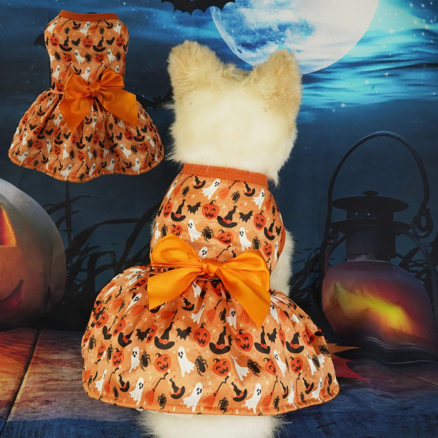Halloween Pumpkin Print Pet Dress - Cedar Paw Co