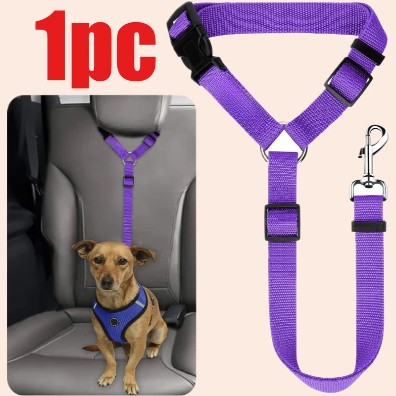 Adjustable Pet Car Seat Belt – Nylon Safety Leash for Dogs & Cats
