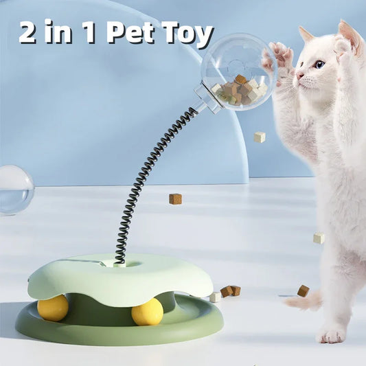 Interactive Cat Treat Toy – Spring & Turntable Puzzle - Cedar Paw Co