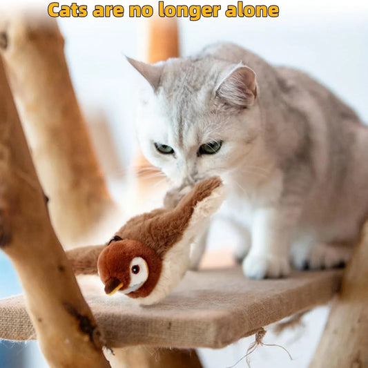 Interactive Chirping Bird Cat Toy – Flapping, Rechargeable Play Toy - Cedar Paw Co