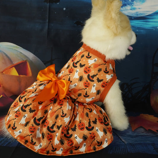 Halloween Pumpkin Print Pet Dress - Cedar Paw Co