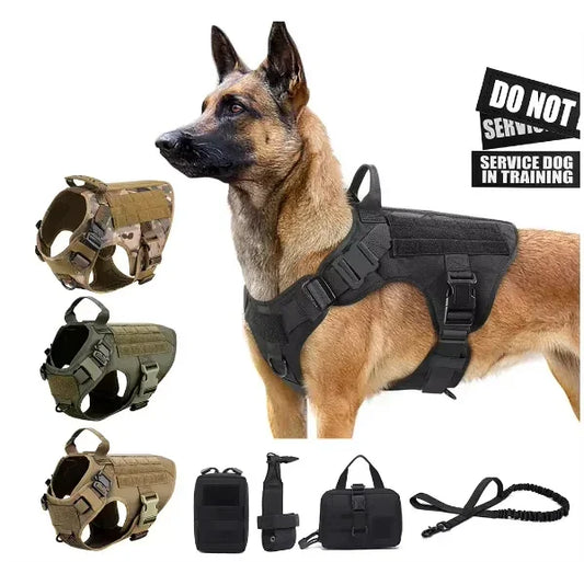 Tactical Dog Harness & Leash Set – 1000D Nylon Camouflage - Cedar Paw Co