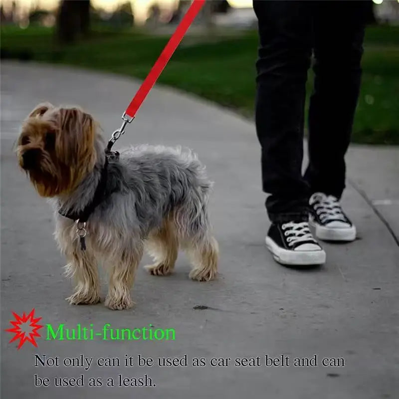 Adjustable Pet Car Seat Belt – Nylon Safety Leash for Dogs & Cats