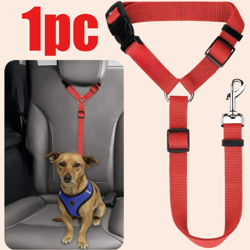 Adjustable Pet Car Seat Belt – Nylon Safety Leash for Dogs & Cats
