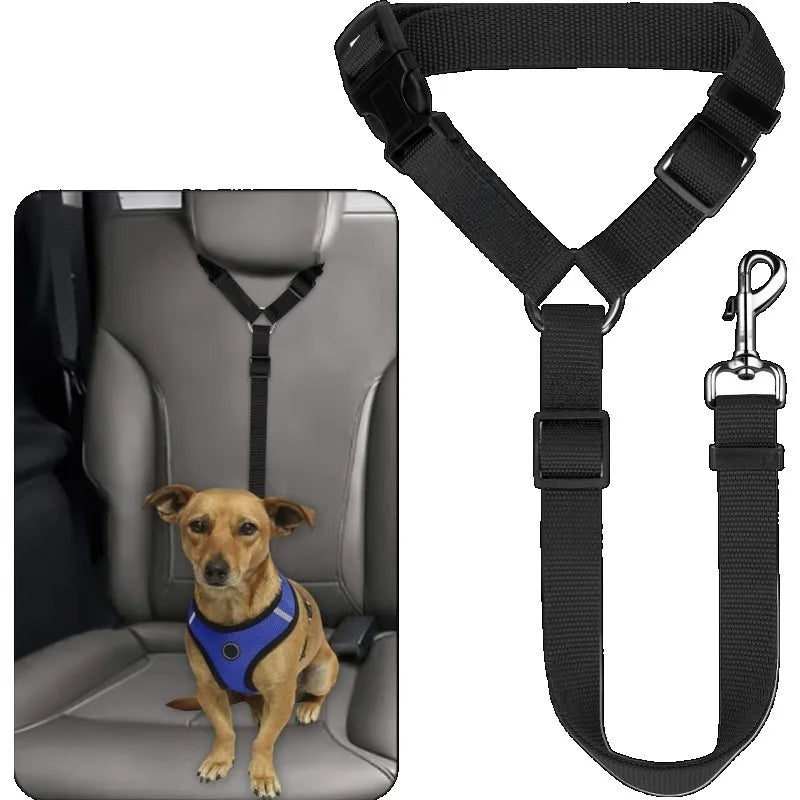 Adjustable Pet Car Seat Belt – Nylon Safety Leash for Dogs & Cats
