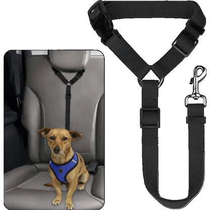 Adjustable Pet Car Seat Belt – Nylon Safety Leash for Dogs & Cats