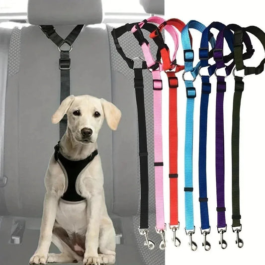 Adjustable Pet Car Seat Belt – Nylon Safety Leash for Dogs & Cats