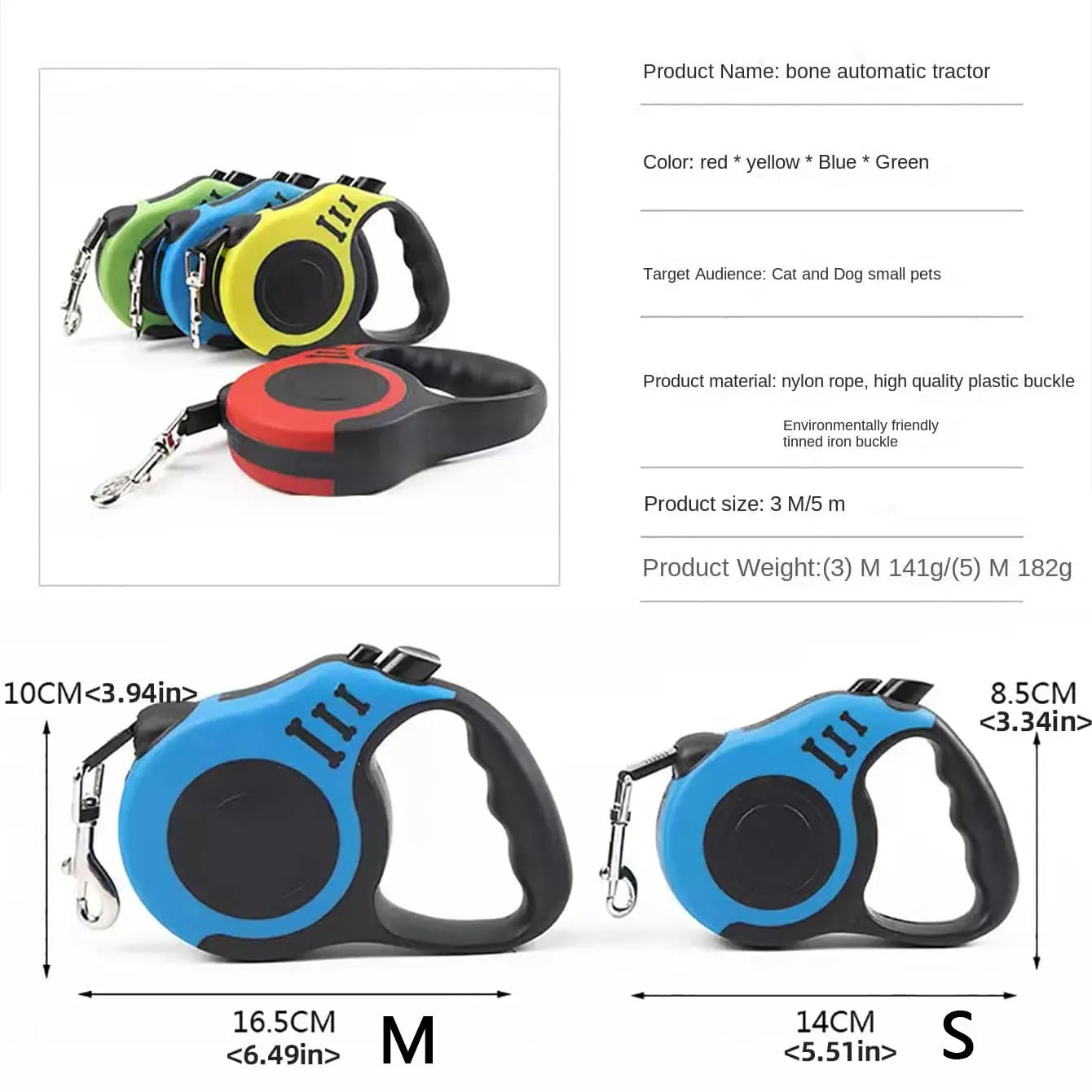 Automatic Retractable Dog Leash – 3M / 5M Strong Nylon Traction Rope