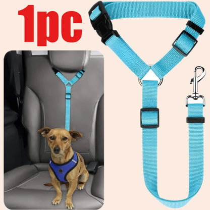 Adjustable Pet Car Seat Belt – Nylon Safety Leash for Dogs & Cats