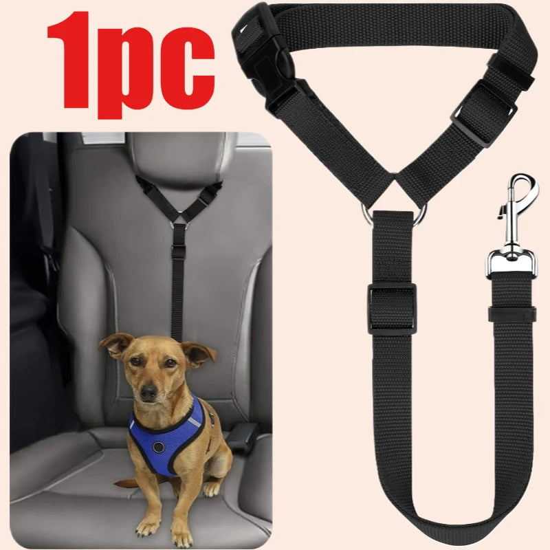 Adjustable Pet Car Seat Belt – Nylon Safety Leash for Dogs & Cats