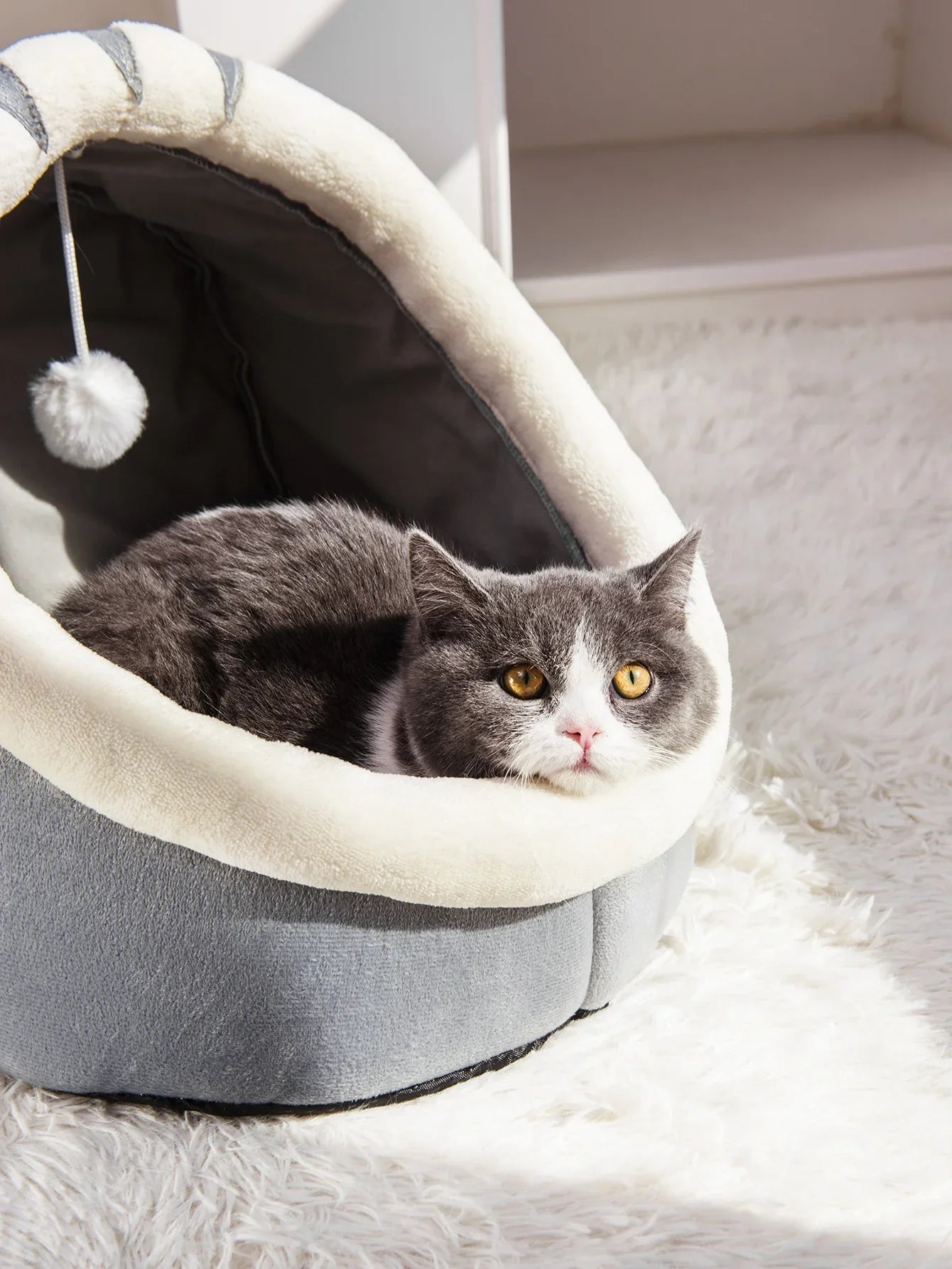 Warm Semi-Closed Cat Bed with Removable Cushion - Cedar Paw Co