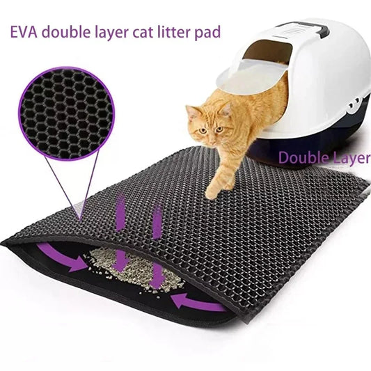 Double Layer Waterproof Cat Litter Mat – Non-Slip & Easy Clean Pad