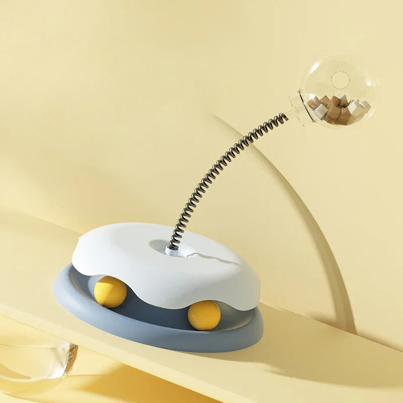 Interactive Cat Treat Toy – Spring & Turntable Puzzle - Cedar Paw Co