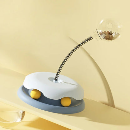 Interactive Cat Treat Toy – Spring & Turntable Puzzle - Cedar Paw Co