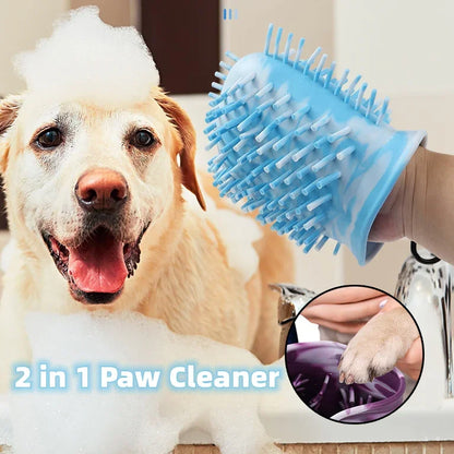 2-in-1 Dog Paw Cleaner Cup with Soft Silicone Brush - Cedar Paw Co