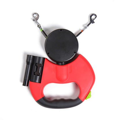 Retractable Dual Dog Leash with Light – Reflective, 360° Swivel - Cedar Paw Co